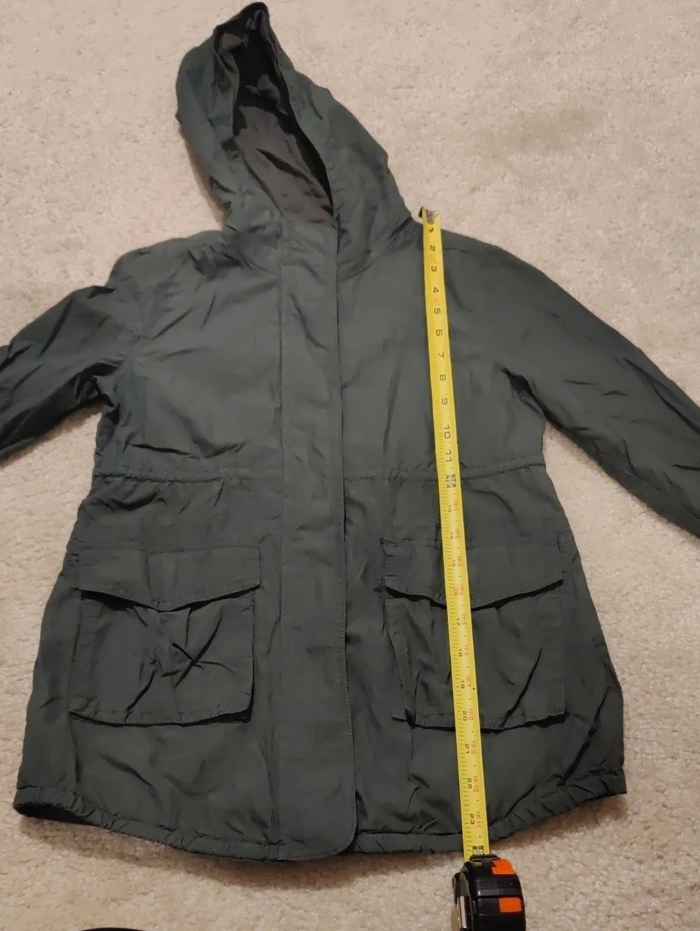 New!GAP Hooded Girls Lightweight Utilitycore Windbreaker Jacket in Olive Green
